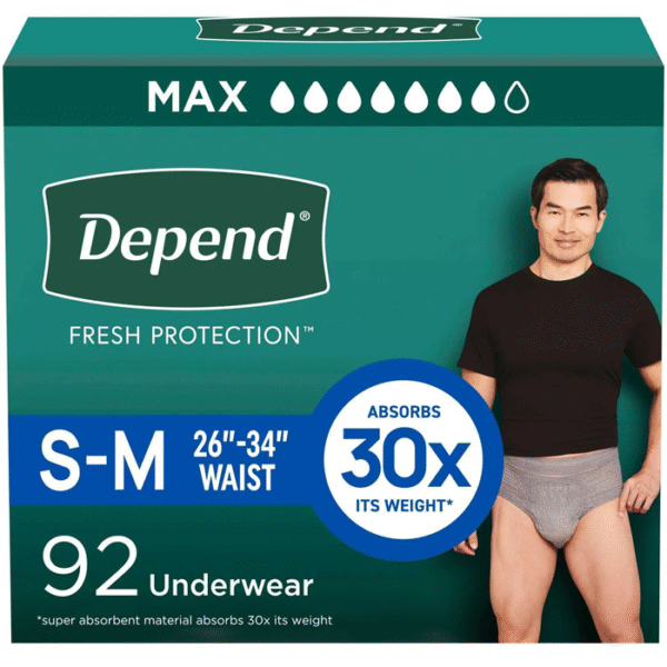 Depend Fresh Protection Incontinence Underwear for Men Small-Medium 92 Count 1