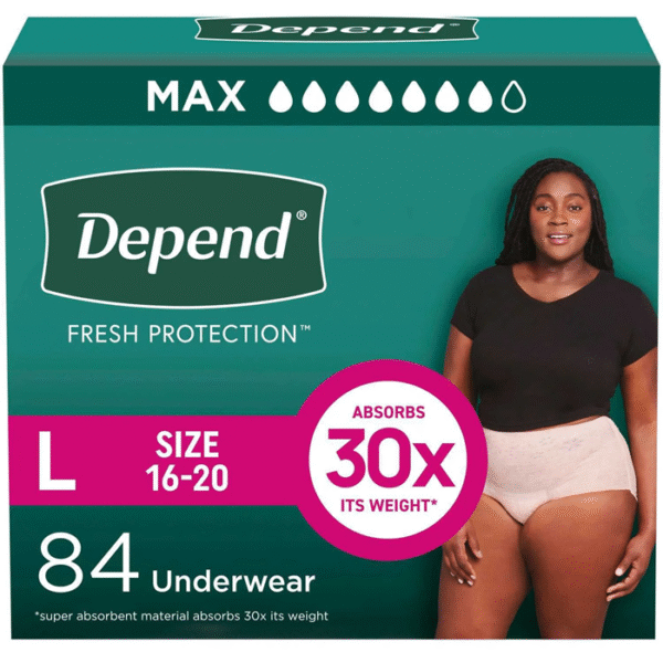 Depend Fresh Protection Incontinence Underwear for Women Large 84 Count 1