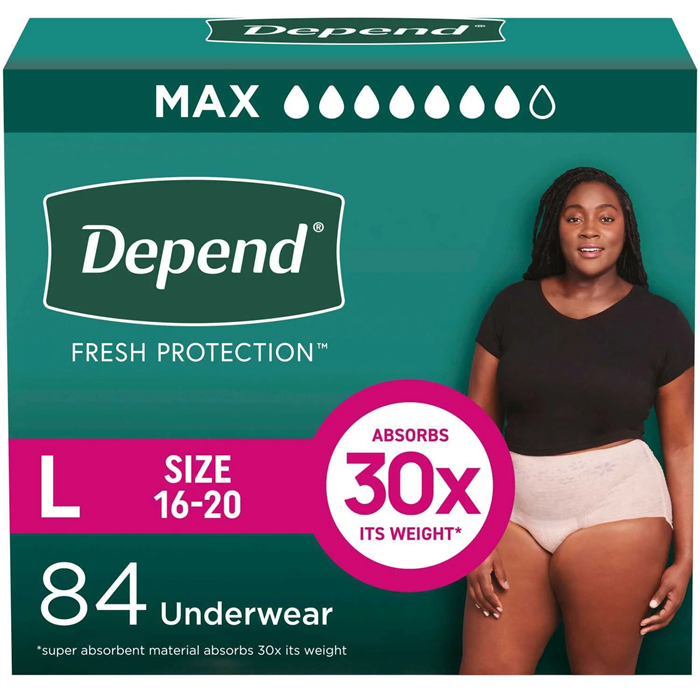 Depend Fresh Protection Incontinence Underwear for Women Large 84 Count 1