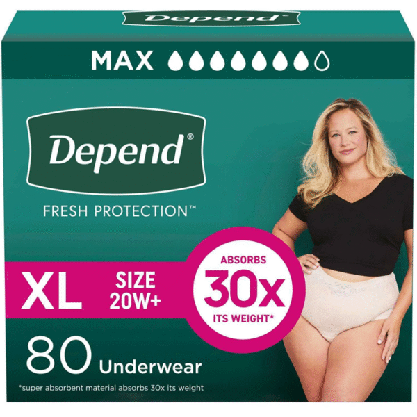 Depend Fresh Protection Incontinence Underwear for Women X-Large 80 Count 1