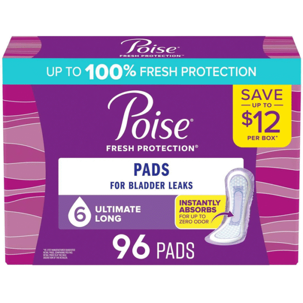 Poise Incontinence Pads, 6 Drop Ultimate Absorbency, 96 Count