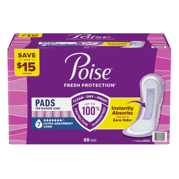 Poise Incontinence Pads, 7 Drop Ultra Absorbency, 88 Count