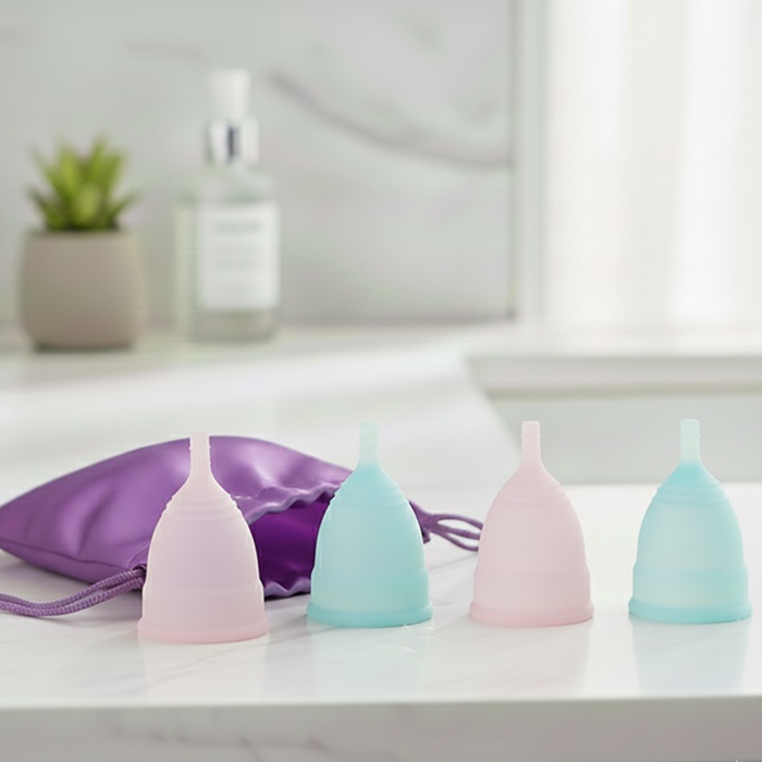 Reusable Menstrual Cup Set of 4, 2 small & 2 large