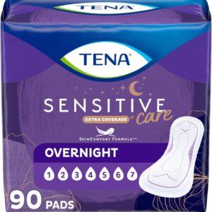 TENA Sensitive Care Overnight Pads for Women, 90 Count