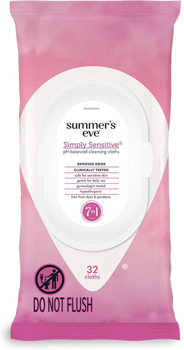 Summer's Eve Simply Sensitive Feminine Wipes, pH Balanced, 32 Ct Summer's Eve Simply Sensitive Feminine Wipes, pH Balanced, 32 Ct