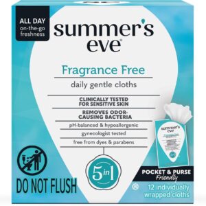 Summer's Eve Fragrance-Free Feminine Wipes, pH Balanced, 12 Ct