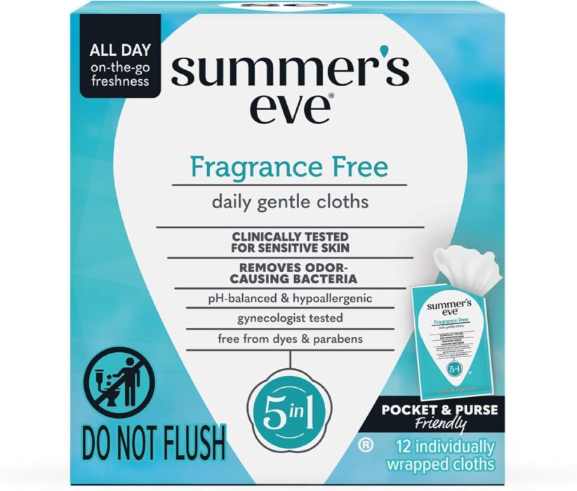 Summer's Eve Fragrance-Free Feminine Wipes, pH Balanced, 12 Ct