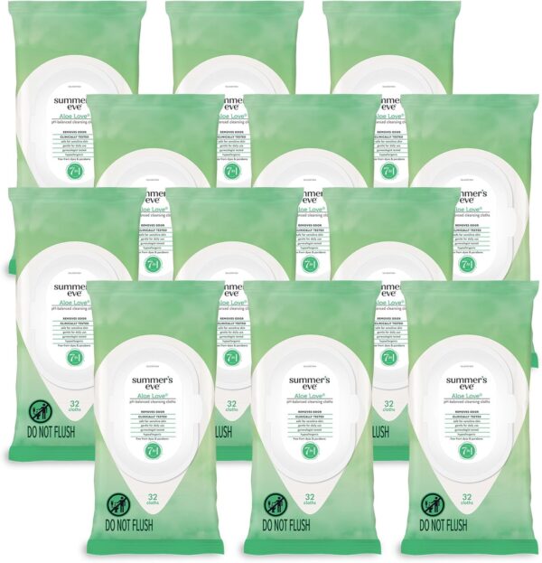 Summer's Eve Aloe Love Feminine Wipes, pH Balanced, 32 Ct (12 Pack) Summer's Eve Aloe Love Feminine Wipes, pH Balanced, 32 Ct (12 Pack)