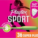 Playtex Sport Tampons Super Plus, Fragrance-Free, 36ct | 360° Leak Defense