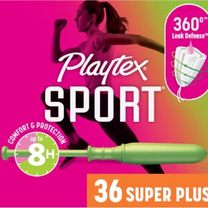 Playtex Sport Tampons Super Plus, Fragrance-Free, 36ct | 360° Leak Defense
