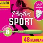 Playtex Sport Tampons Regular, Fragrance-Free, 48ct | 360° Leak Defense