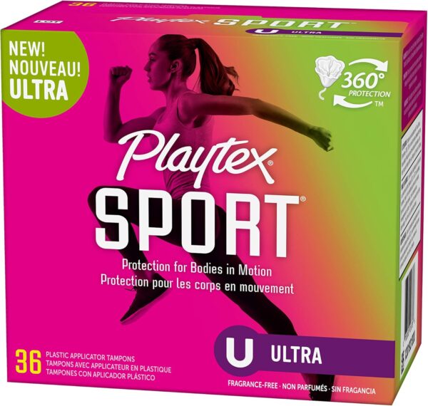 Playtex Sport Tampons Ultra, Fragrance-Free, 36ct | 360° Leak Defense