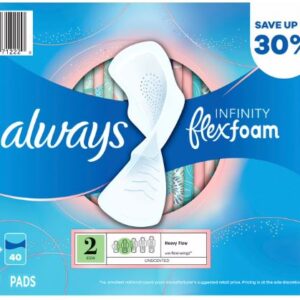Always Infinity FlexFoam Heavy Flow Pads with Flexi-Wings Unscented, Size 2, 80 ct. - Image 4