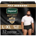Depend Real Fit Adult Diapers For Men, L-XL, 52 Count