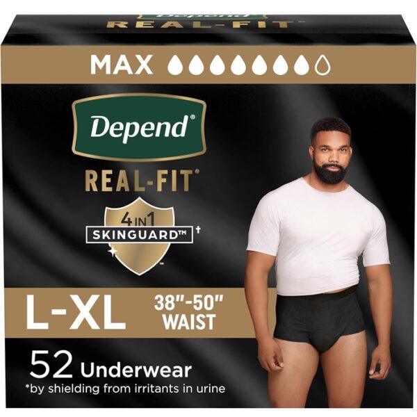 Depend Real Fit Adult Diapers For Men, L-XL, 52 Count