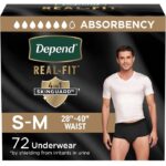 Depend Real Fit Adult Diapers For Men, S-M, Black 72 Count