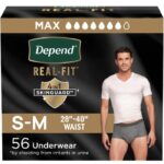 Depend Real Fit Adult Diapers For Men, S-M, Gray 56 Count 1