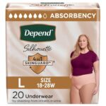Depend Silhouette Adult Diapers For Women, Pink , L, 20 Count