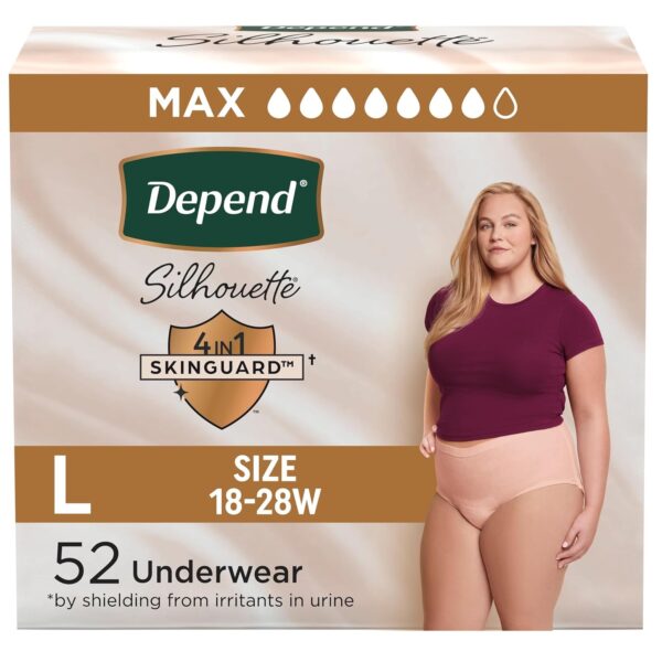 Depend Silhouette Adult Diapers For Women, Pink , L, 52 Count 1