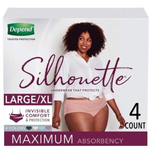 Depend Silhouette Adult Diapers for Women, Pink, Count 4