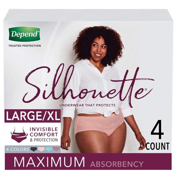 Depend Silhouette Adult Diapers for Women, Pink, Count 4
