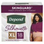 Depend Silhouette Disposable Underwear Female Waistband Style Pink X-Large 36 Ct 1