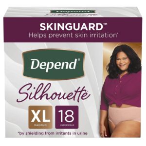 Depend Silhouette Disposable Underwear Female Waistband Style Pink X-Large 36 Ct 1