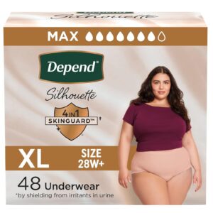 Depend Silhouette Disposable Underwear Female Waistband Style Pink X-Large Total 48 Count 1