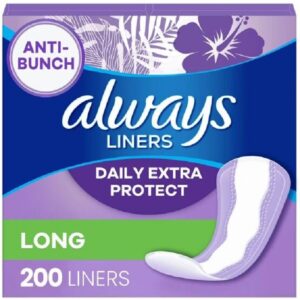 Always Anti-Bunch Xtra Protection Daily Liners Unscented Long 200 ct