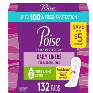 Poise Daily Incontinence Panty Liners, 2 Drop Very Light, 132 ct.