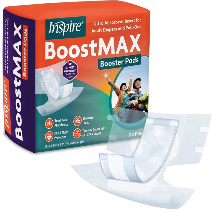 Inspire Adhesive Incontinence Booster Pads Liner For Women and Men 22 count