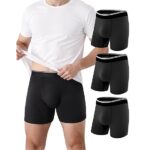Washable Soft Leak Proof Boxer Briefs for Daily Bladder Leakage For Men, Black, 3 Pack
