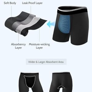 Washable Soft Leak Proof Boxer Briefs for Daily Bladder Leakage For Men, Black, 3 Pack - Image 4