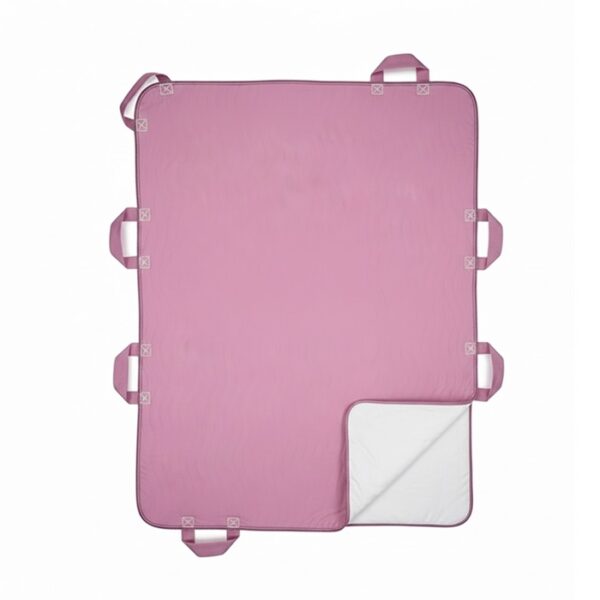 Washable Waterproof Positioning Bed Pad with 8 Reinforced Handles, Pink