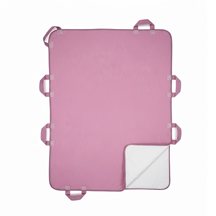 Washable Waterproof Positioning Bed Pad with 8 Reinforced Handles, Pink